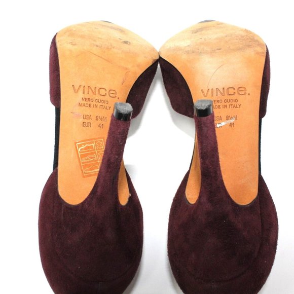 Vince Womens Sz 9.5M Celeste Dorsay Burgundy Red Brown Suede Pointed Toe Heels - Picture 9 of 10